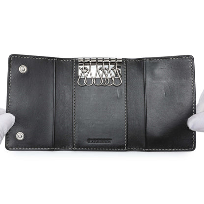 Exclusive Burberry Brown Check Canvas 6 Key Holder Case — Top View