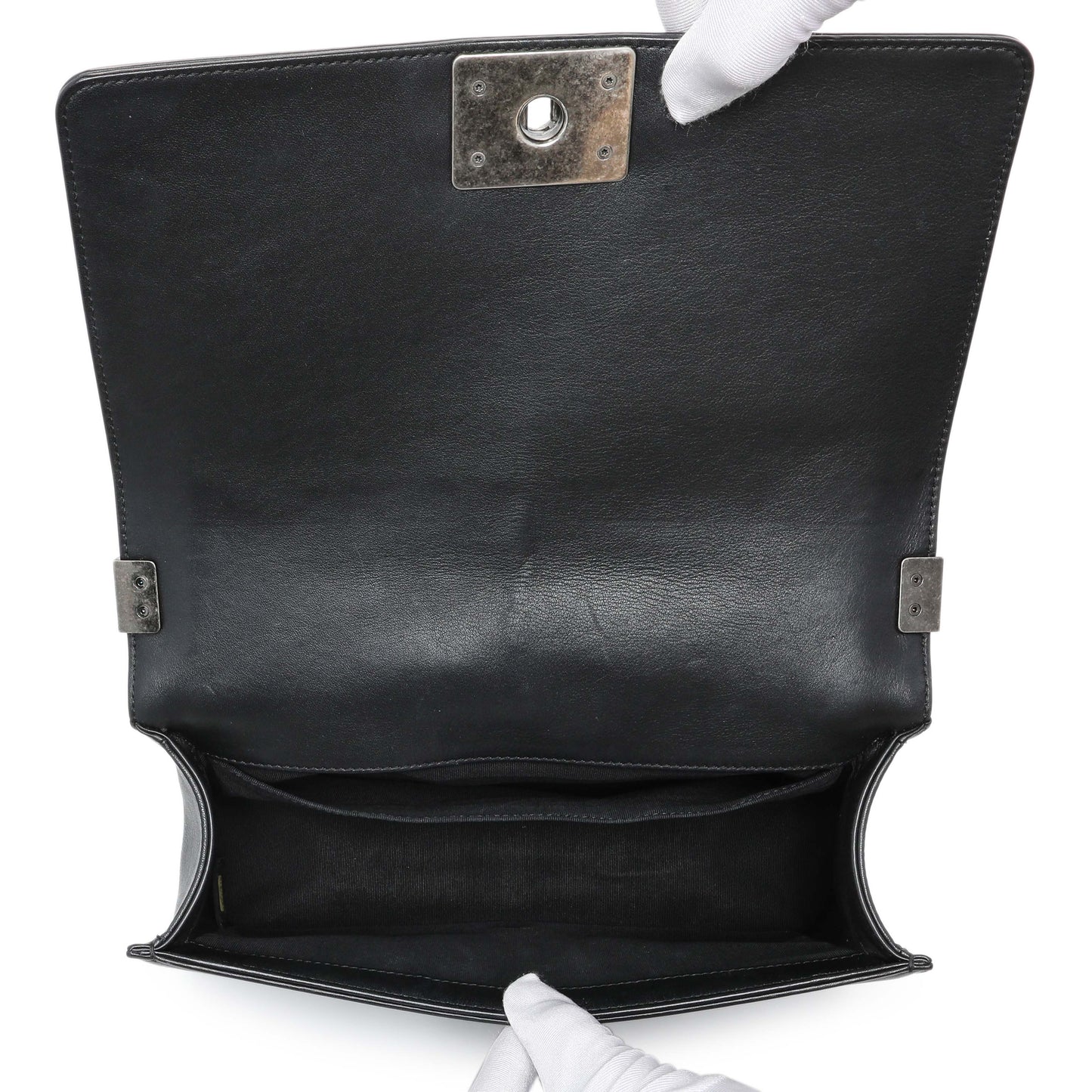 Exclusive Chanel Black Quilted Lambskin Medium Boy Flap — Alternate View 9