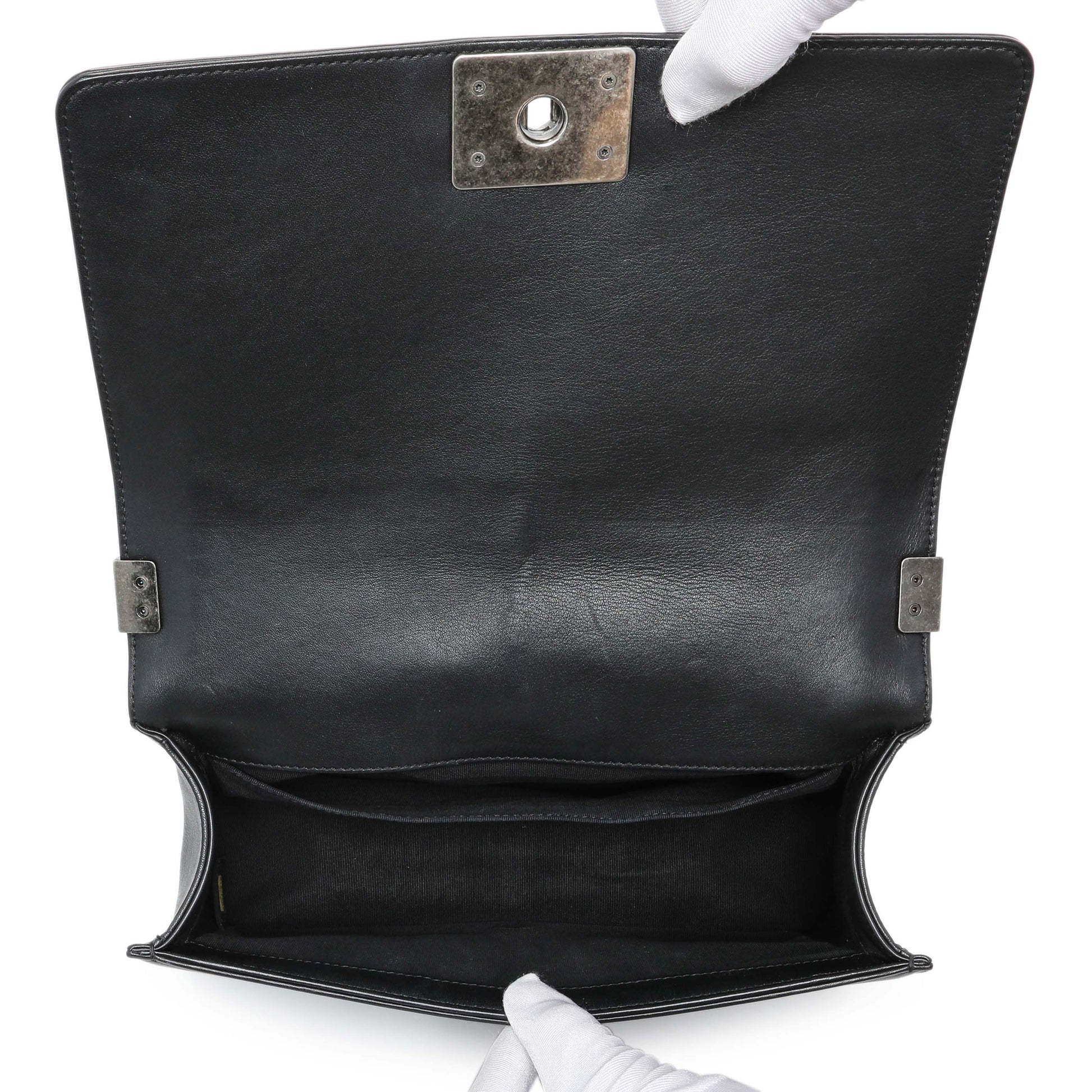 Exclusive Chanel Black Quilted Lambskin Medium Boy Flap — Alternate View 9