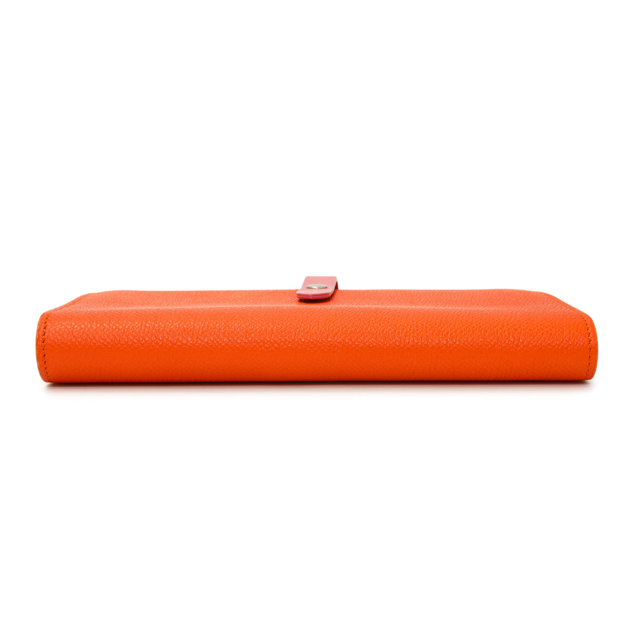 Exclusive Celine Orange Grained Calfskin Large Multifunction Strap Wallet — Back View