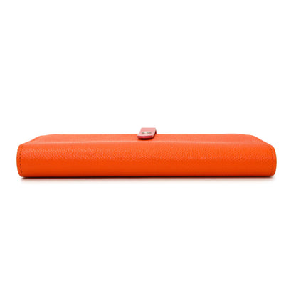 Exclusive Celine Orange Grained Calfskin Large Multifunction Strap Wallet — Back View