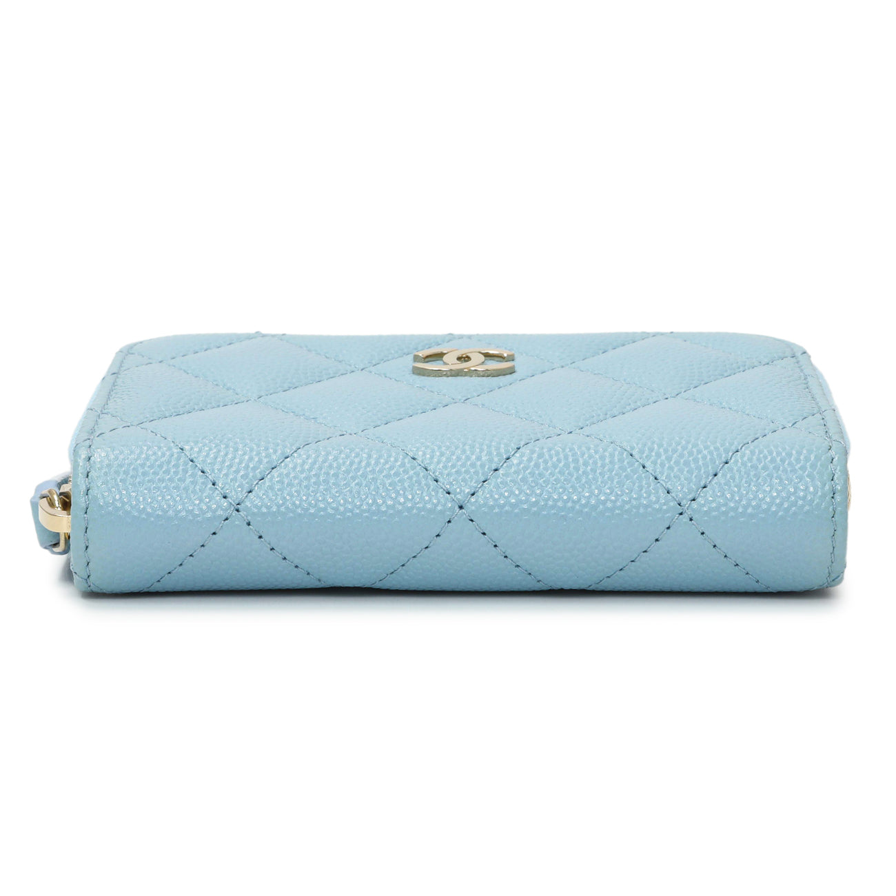 Exclusive Chanel Blue Quilted Caviar Zip Coin Purse — Back View
