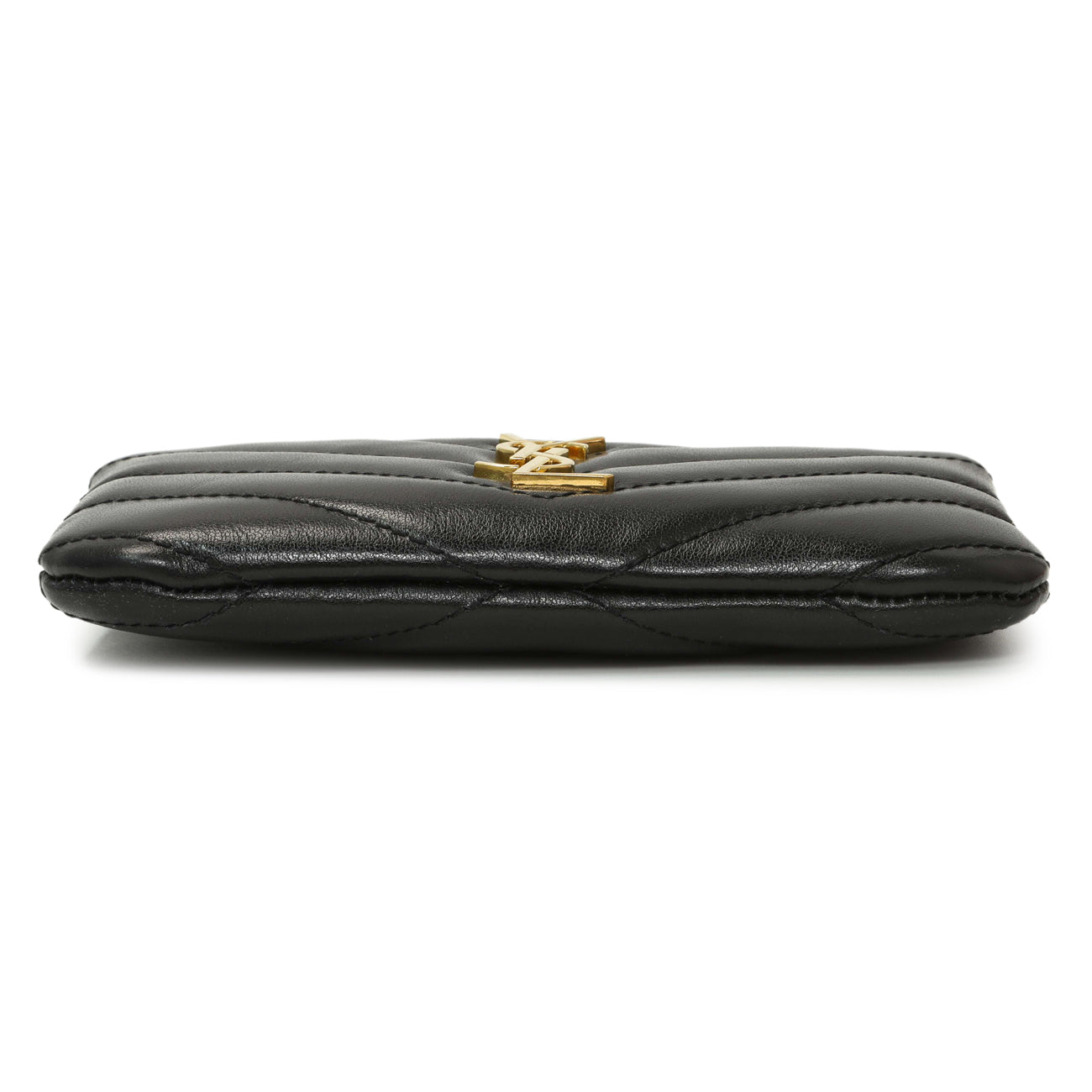 Exclusive Saint Laurent Black Calfskin Matelasse Monogram Key Pouch — Back View