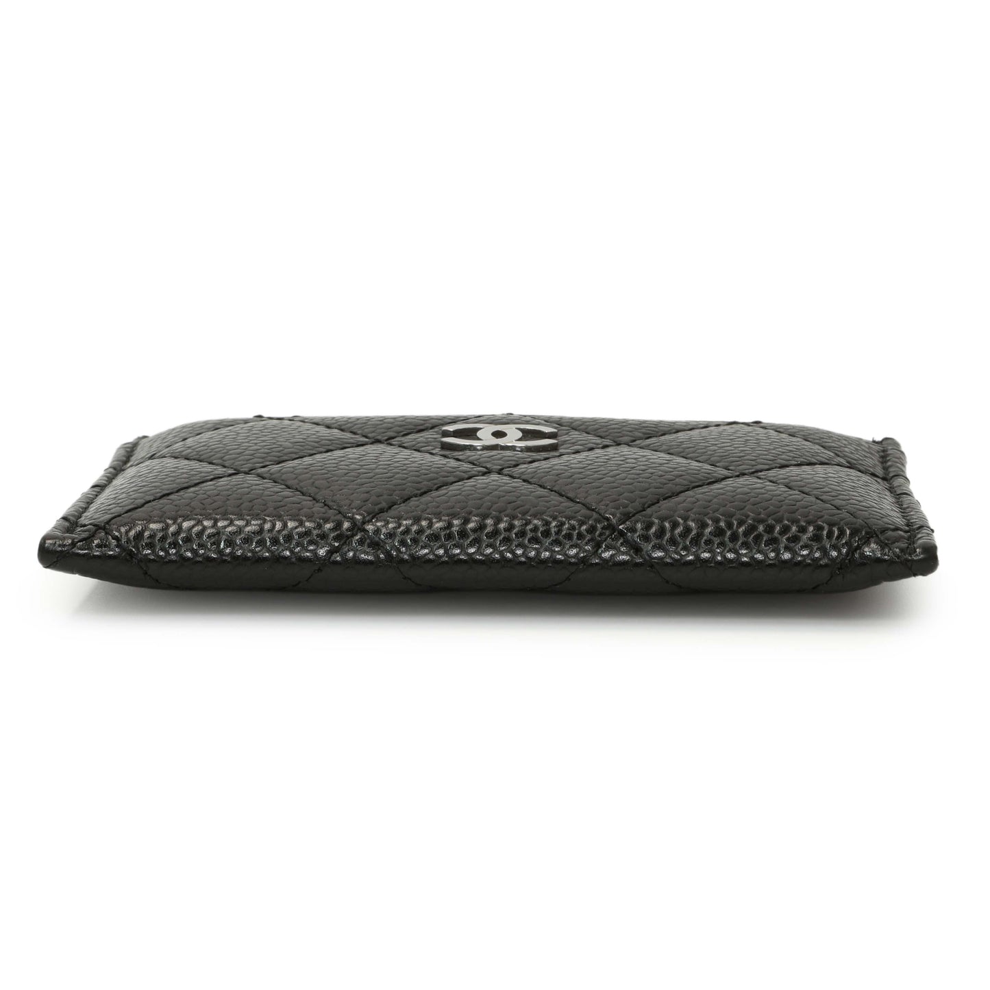 Exclusive Chanel Black Quilted Caviar Card Holder — Back View