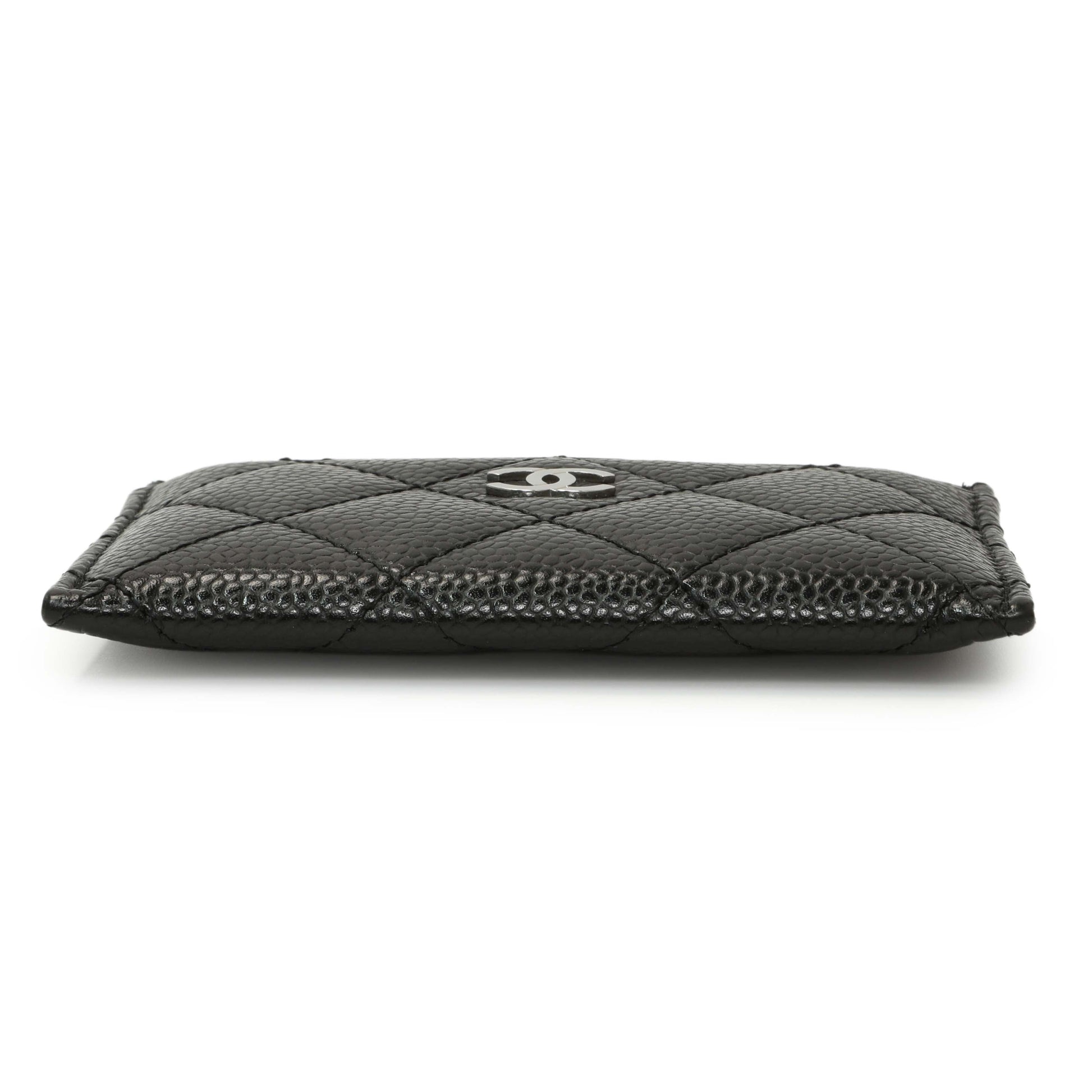 Exclusive Chanel Black Quilted Caviar Card Holder — Back View