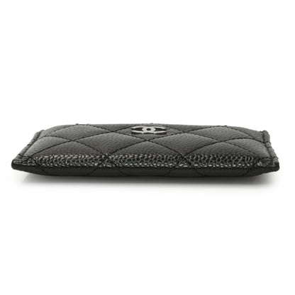 Exclusive Chanel Black Quilted Caviar Card Holder — Back View