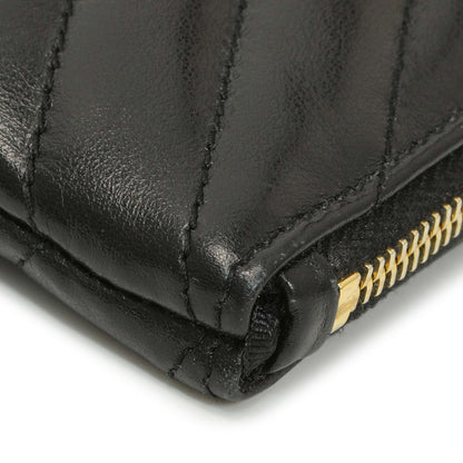 Exclusive Saint Laurent Black Calfskin Matelasse Monogram Key Pouch — Top View