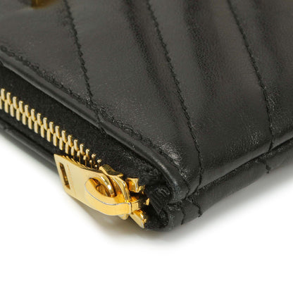 Exclusive Saint Laurent Black Calfskin Matelasse Monogram Key Pouch — Detail View