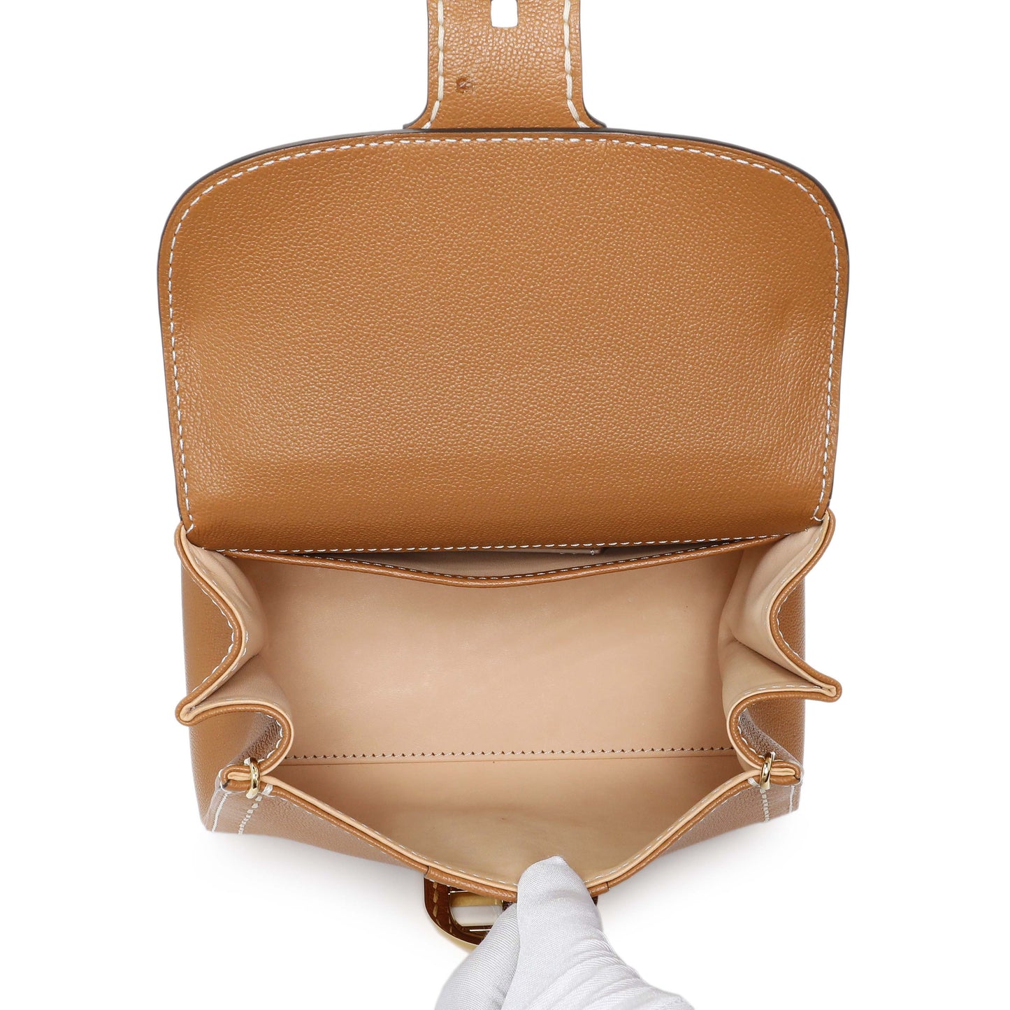 Exclusive Delvaux Vegetal Grained Rodeo Calfskin Brillant Mini Surpiqué — Top View