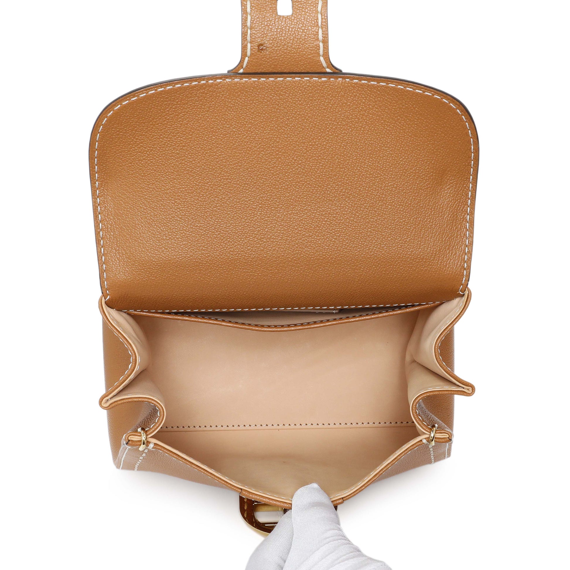 Exclusive Delvaux Vegetal Grained Rodeo Calfskin Brillant Mini Surpiqué — Top View