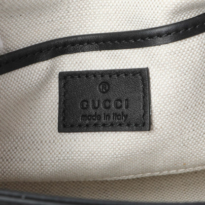 Exclusive Gucci Black Arabella Calfskin Horsebit 1955 Soft Small Shoulder Bag — Detail View