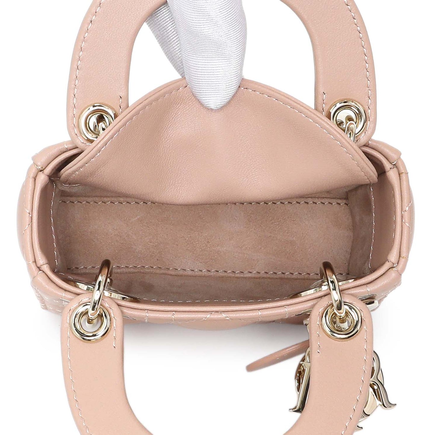 Exclusive Christian Dior Lambskin Cannage Micro Lady Dior — Top View