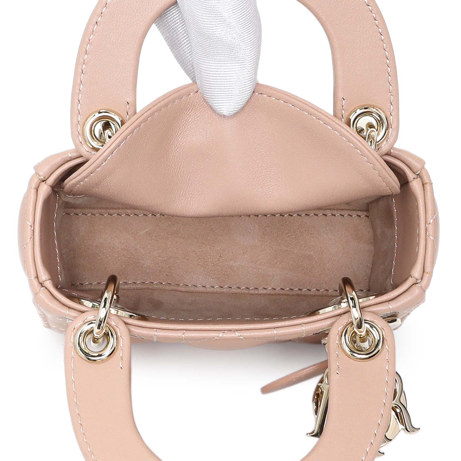 Exclusive Christian Dior Lambskin Cannage Micro Lady Dior — Top View