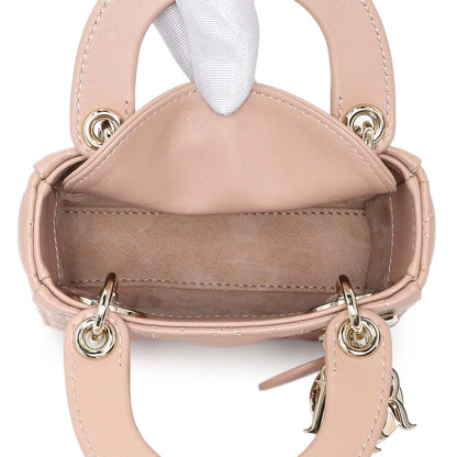 Exclusive Christian Dior Lambskin Cannage Micro Lady Dior — Top View