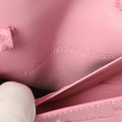 Exclusive Balenciaga Pink Crocodile Embossed Shiny Calfskin Mini Hourglass Top Handle Bag — Alternate View 7