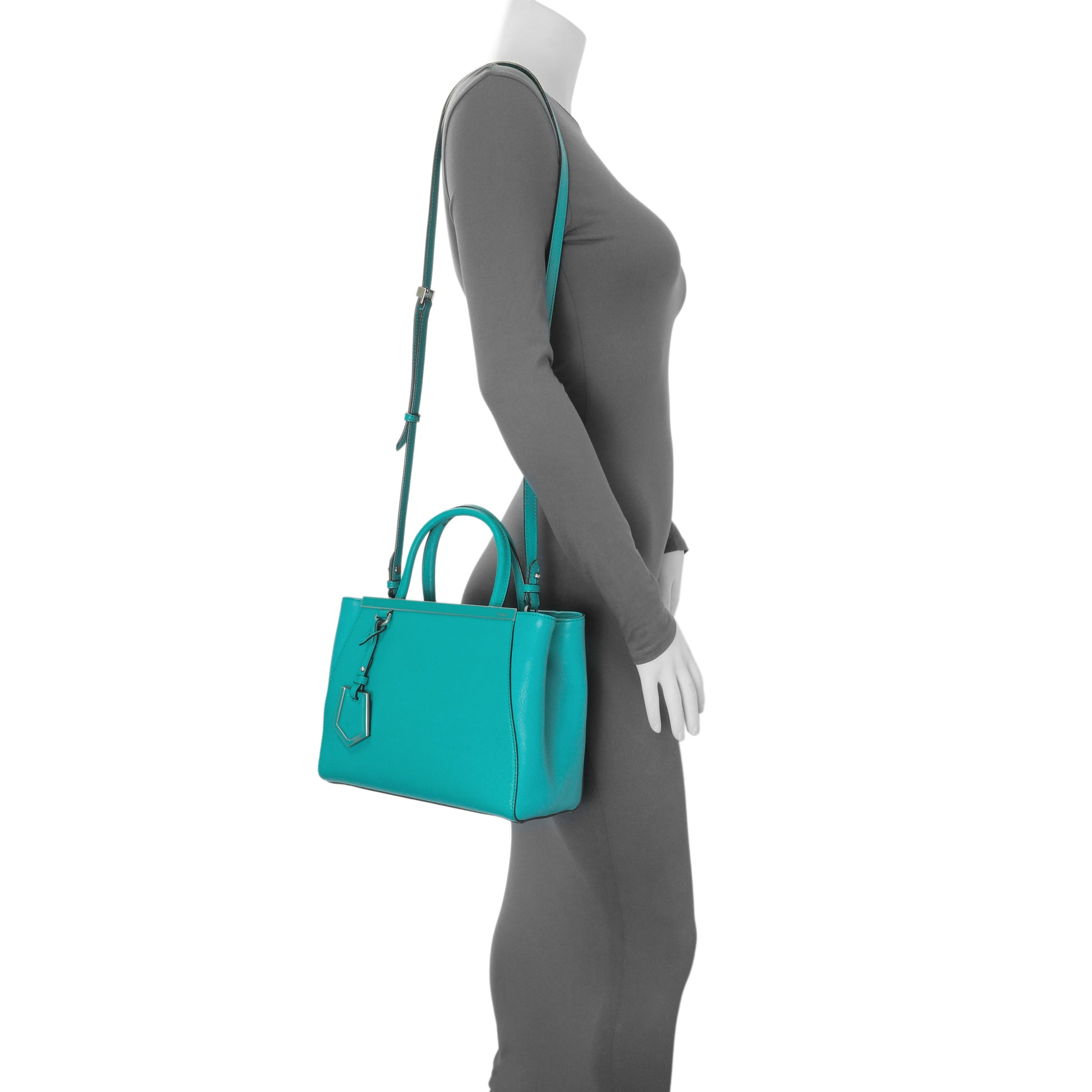 Exclusive Fendi Teal Vitello Elite Petite 2Jours Tote — Alternate View 10