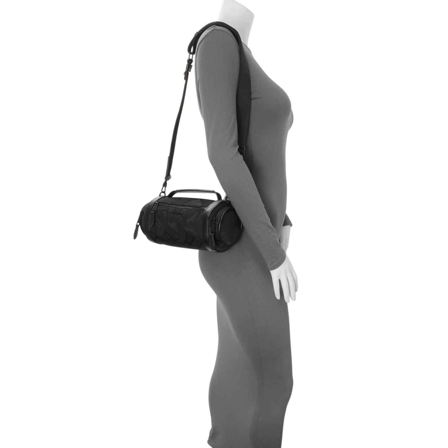 Exclusive Burberry Black Jacquard Logo TB Sound Bag — Lifestyle View