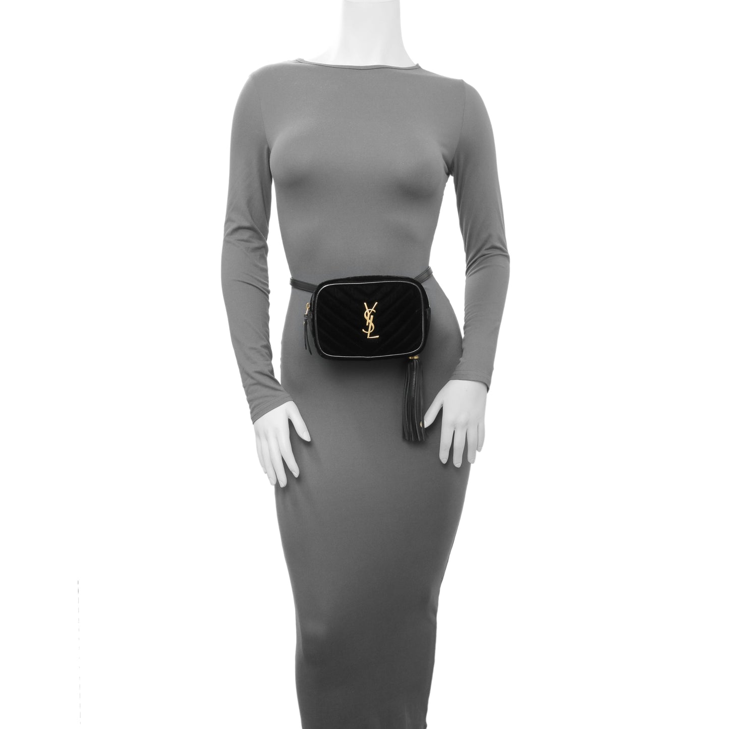 Exclusive Saint Laurent Black Velvet Lou Belt Bag — Alternate View 8