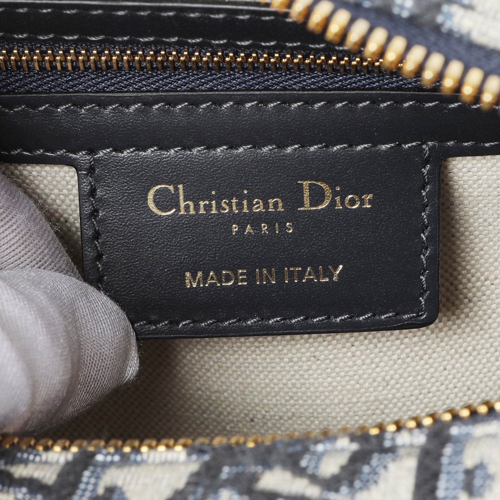 Exclusive Christian Dior Oblique Groove 25 Bowling Bag — Detail View