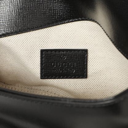 Exclusive Gucci Black Calfskin Mini Horsebit 1955 Asymmetric Shoulder Bag — Detail View