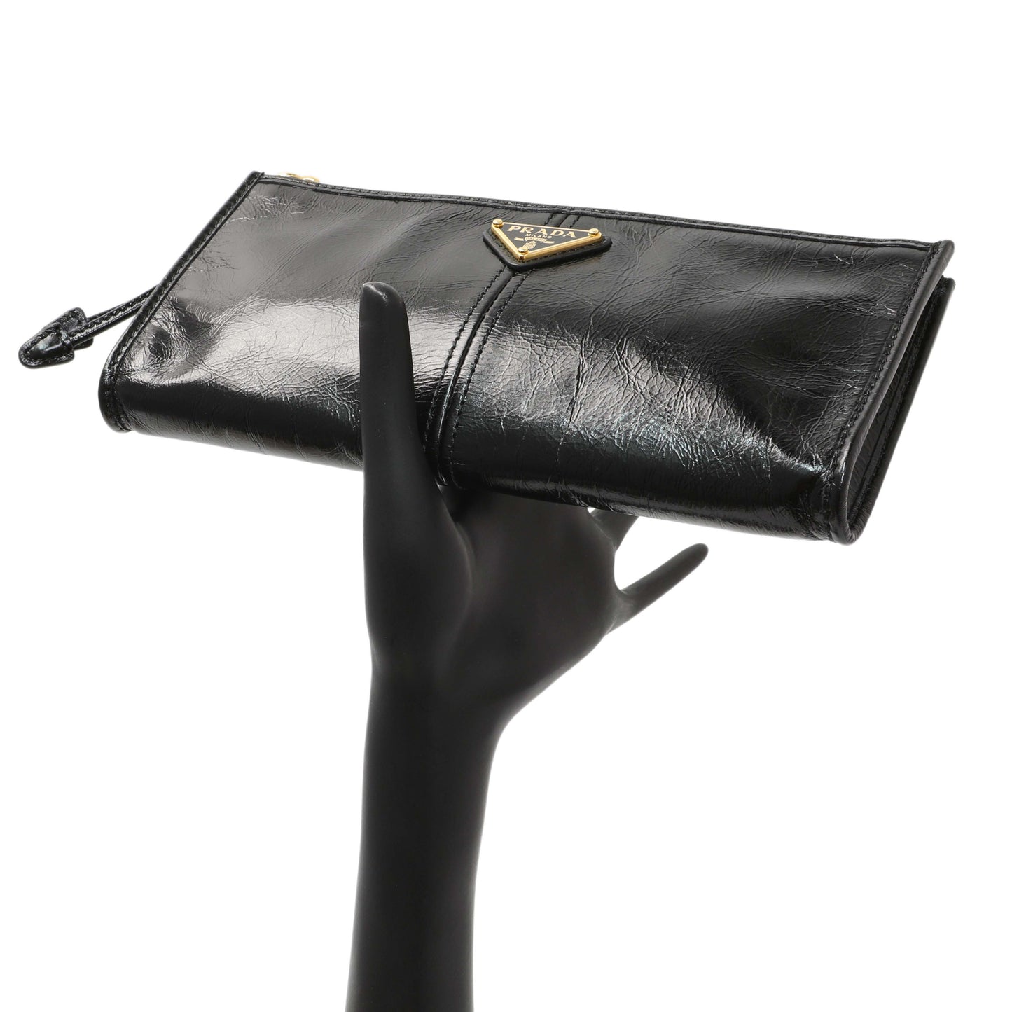 Exclusive Prada Black Lux Calfskin Pouch — Lifestyle View