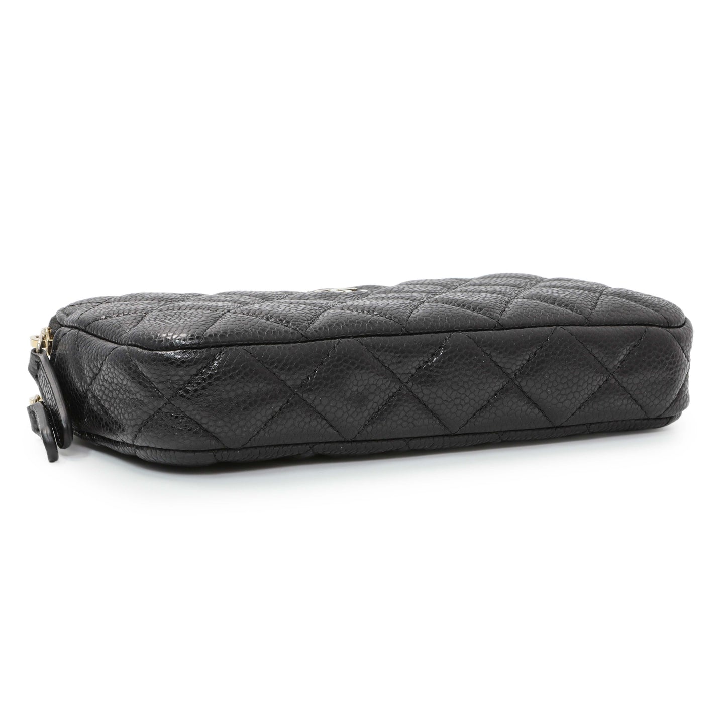 Exclusive Chanel Black Caviar Quilted Small Clutch With Chain — Back View