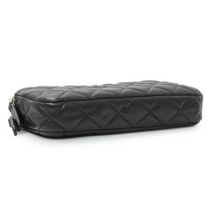 Exclusive Chanel Black Caviar Quilted Small Clutch With Chain — Back View