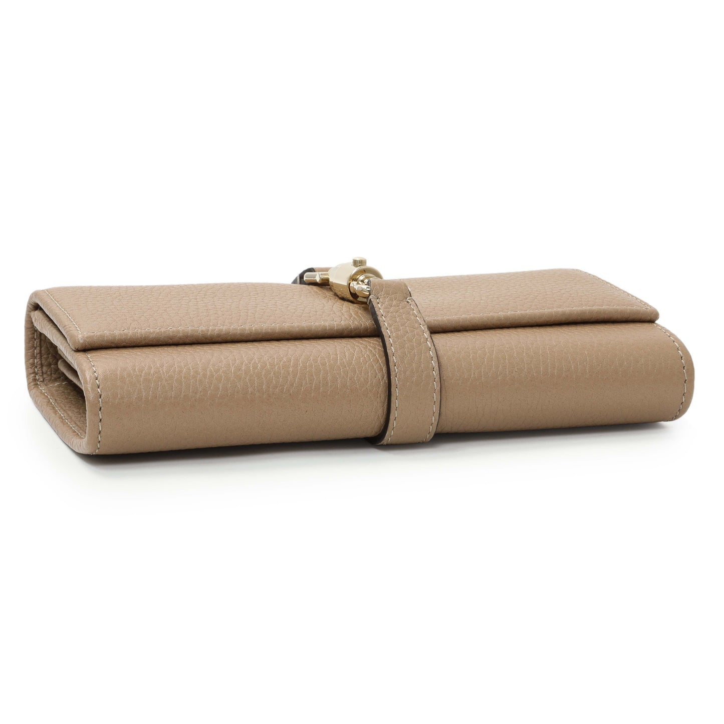 Exclusive Gucci Beige Pebbled Calfskin Jackie 1961 Chain Wallet — Back View