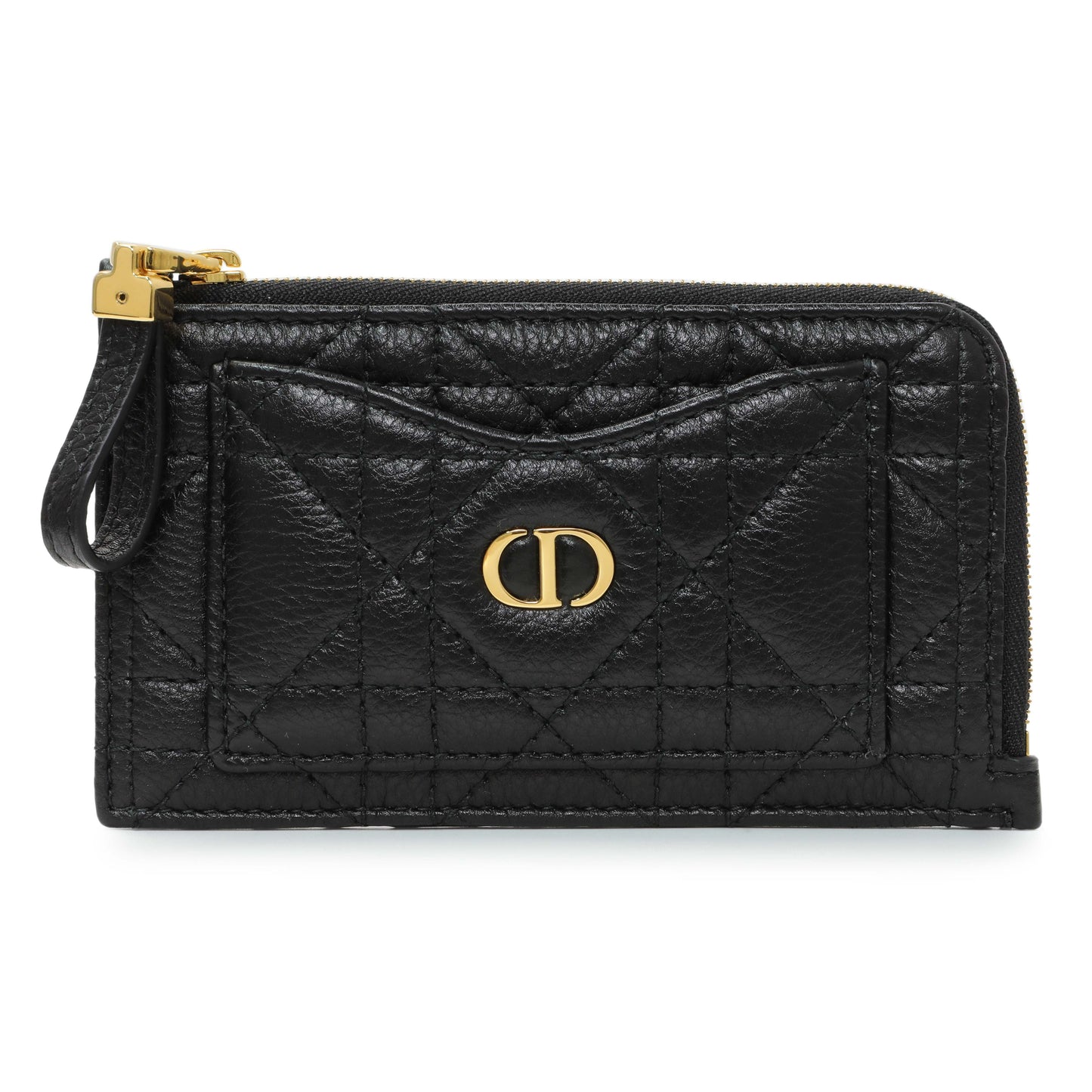 Exclusive Christian Dior Supple Calfskin Cannage Lady Dior Cosmos Zipped Card Holder — Front View