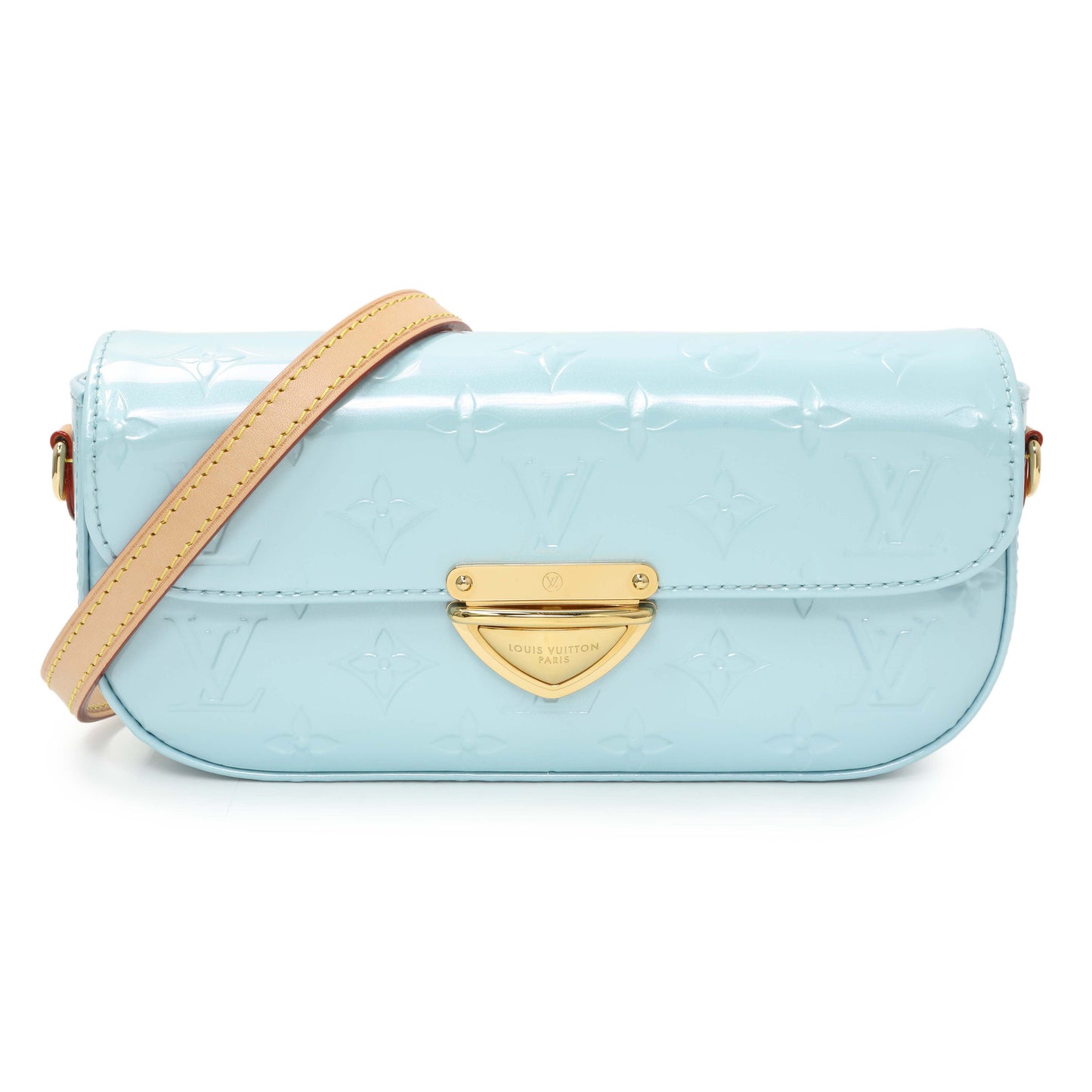 Exclusive Louis Vuitton Light Blue Vernis Malibu Pochette — Front View