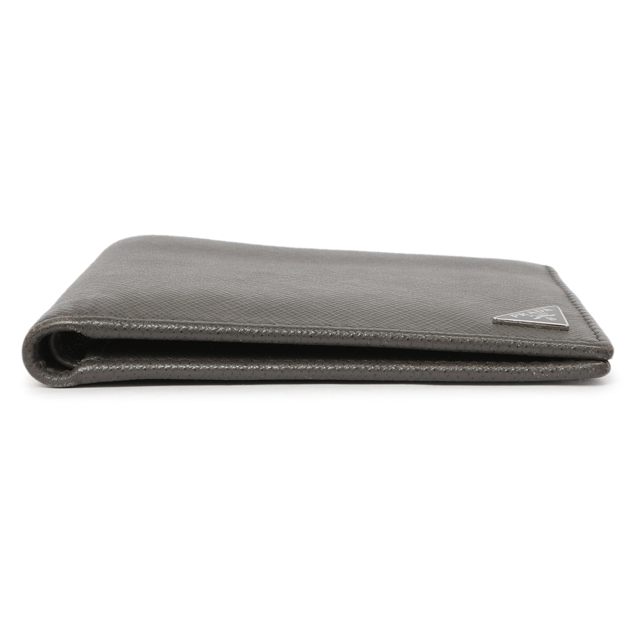Exclusive Prada Grey Saffiano Bifold Wallet — Back View