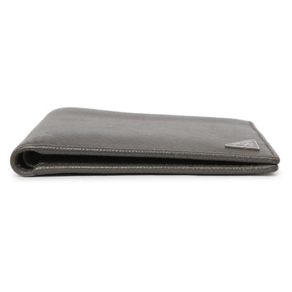Exclusive Prada Grey Saffiano Bifold Wallet — Back View