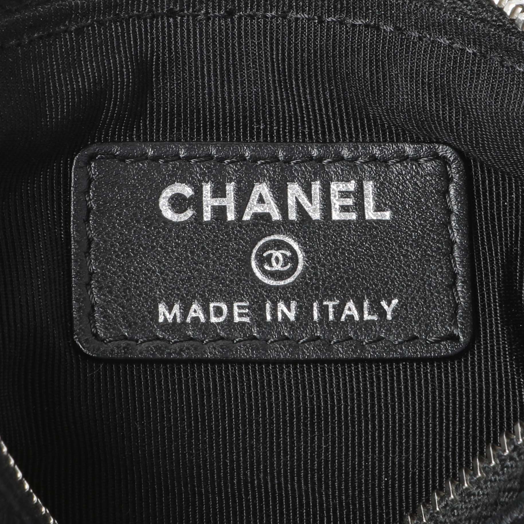 Exclusive Chanel Black Calfskin Tassel Small Cosmetic Pouch — Detail View