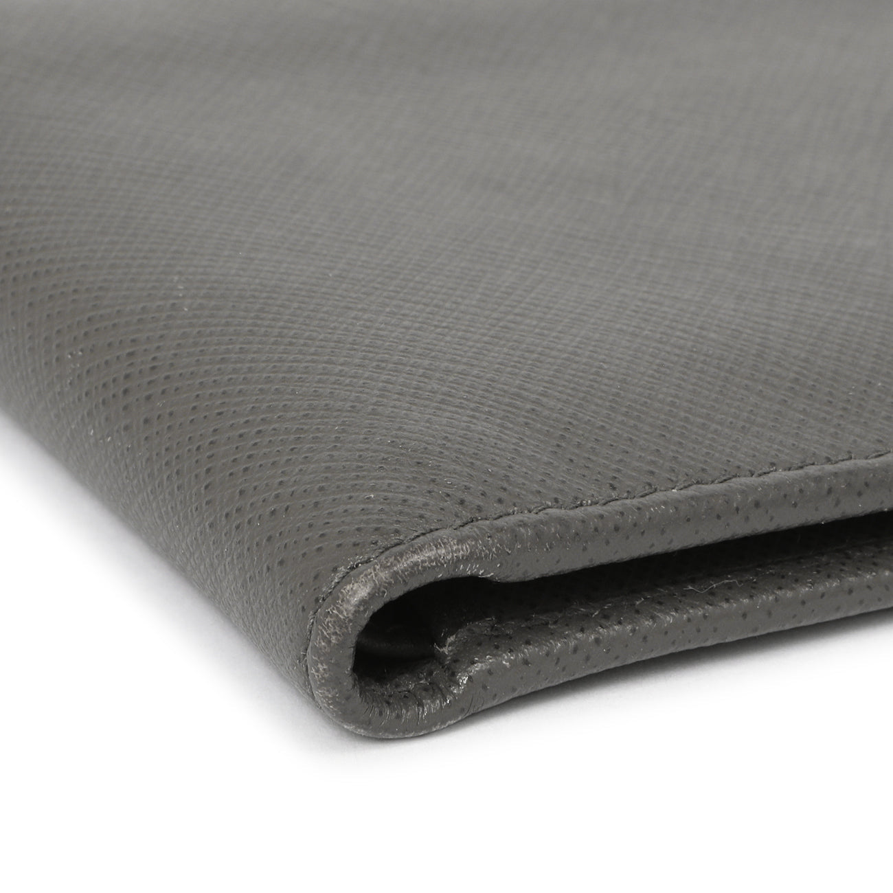 Exclusive Prada Grey Saffiano Bifold Wallet — Top View