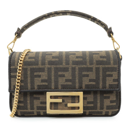 Exclusive Fendi Fabric Jacquard FF 1974 Mini Baguette — Front View