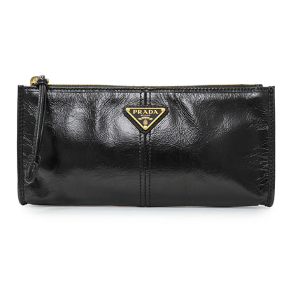 Exclusive Prada Black Lux Calfskin Pouch — Front View