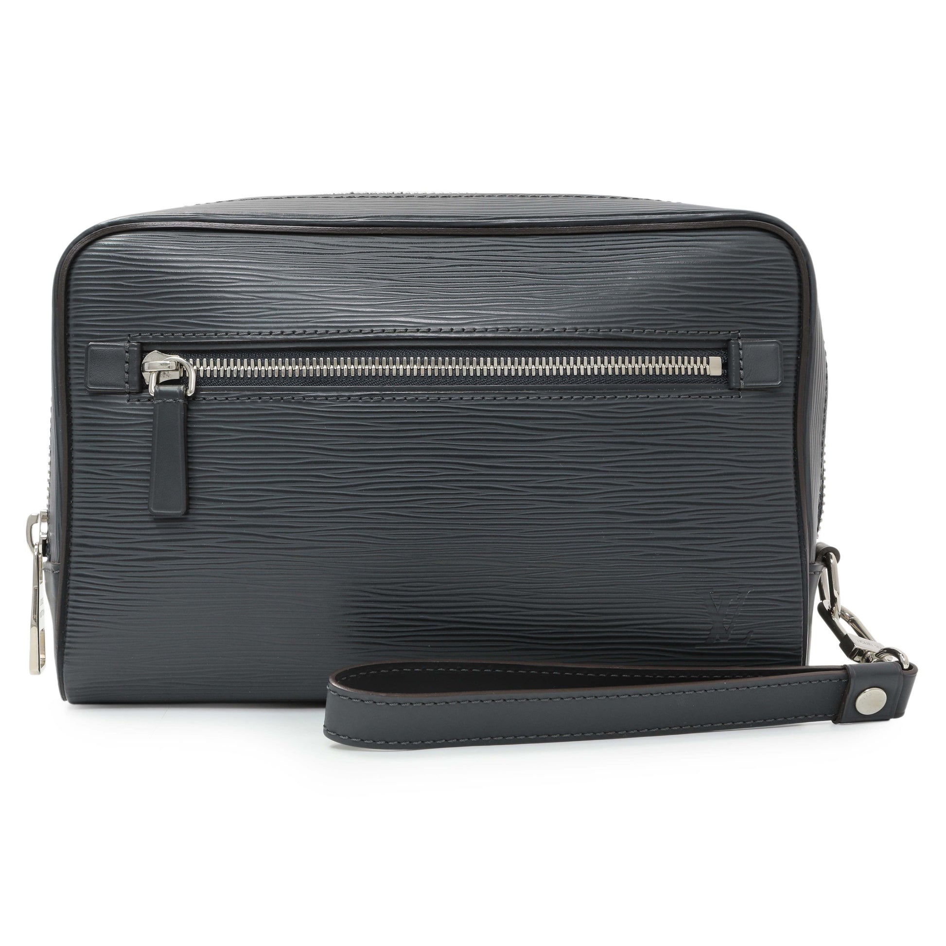 Exclusive Louis Vuitton Navy Epi Kasai Clutch — Front View
