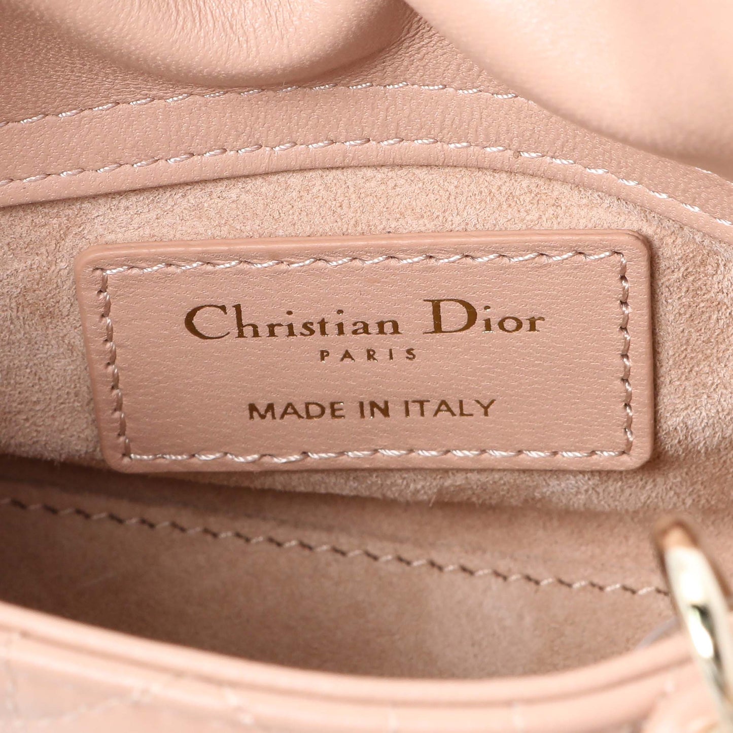 Exclusive Christian Dior Lambskin Cannage Micro Lady Dior — Detail View