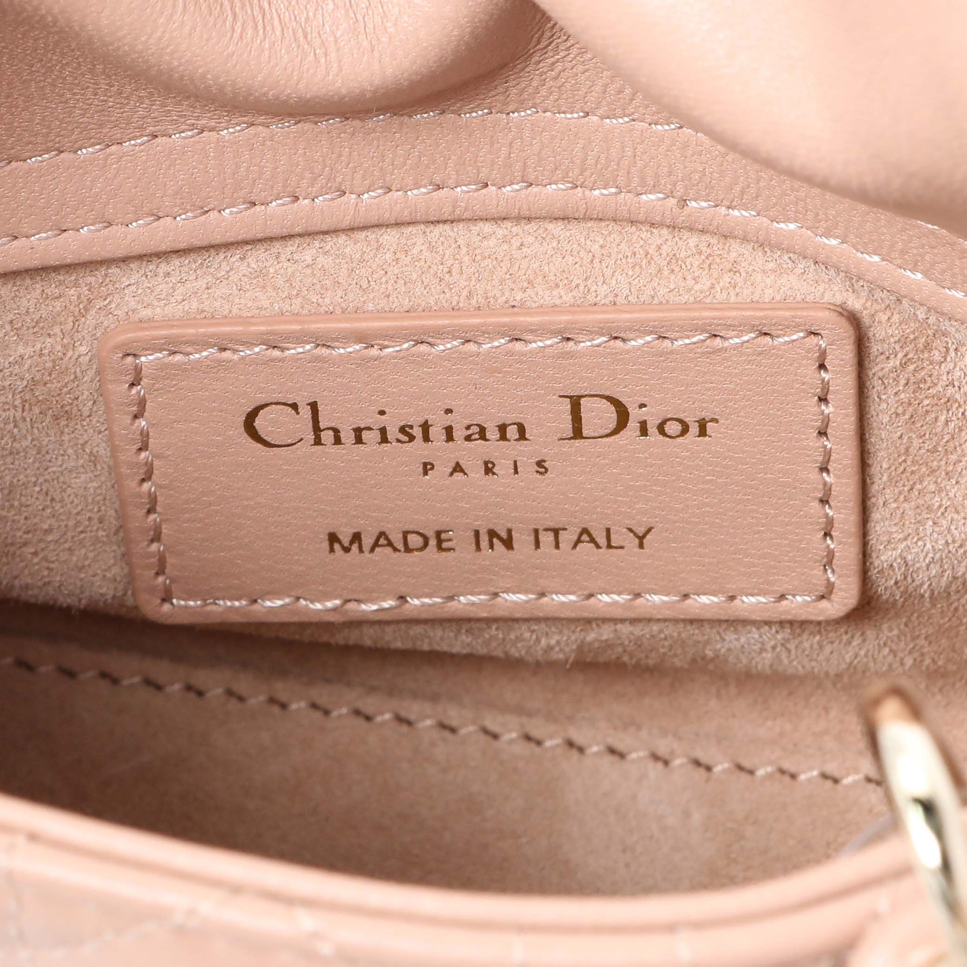 Exclusive Christian Dior Lambskin Cannage Micro Lady Dior — Detail View