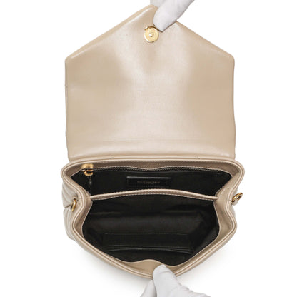 Exclusive Saint Laurent Beige Calfskin Monogram Toy Loulou Crossbody — Top View