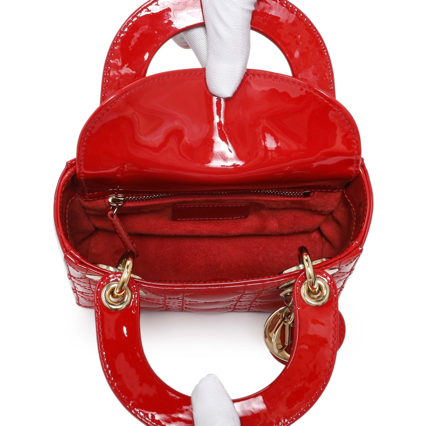 Exclusive Christian Dior Red Patent Cannage Mini Lady Dior — Alternate View 8