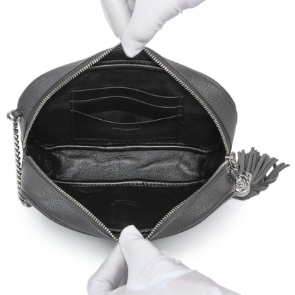Exclusive Saint Laurent Grey Grain De Poudre Matelasse Monogram Mini Lou Camera Bag — Top View