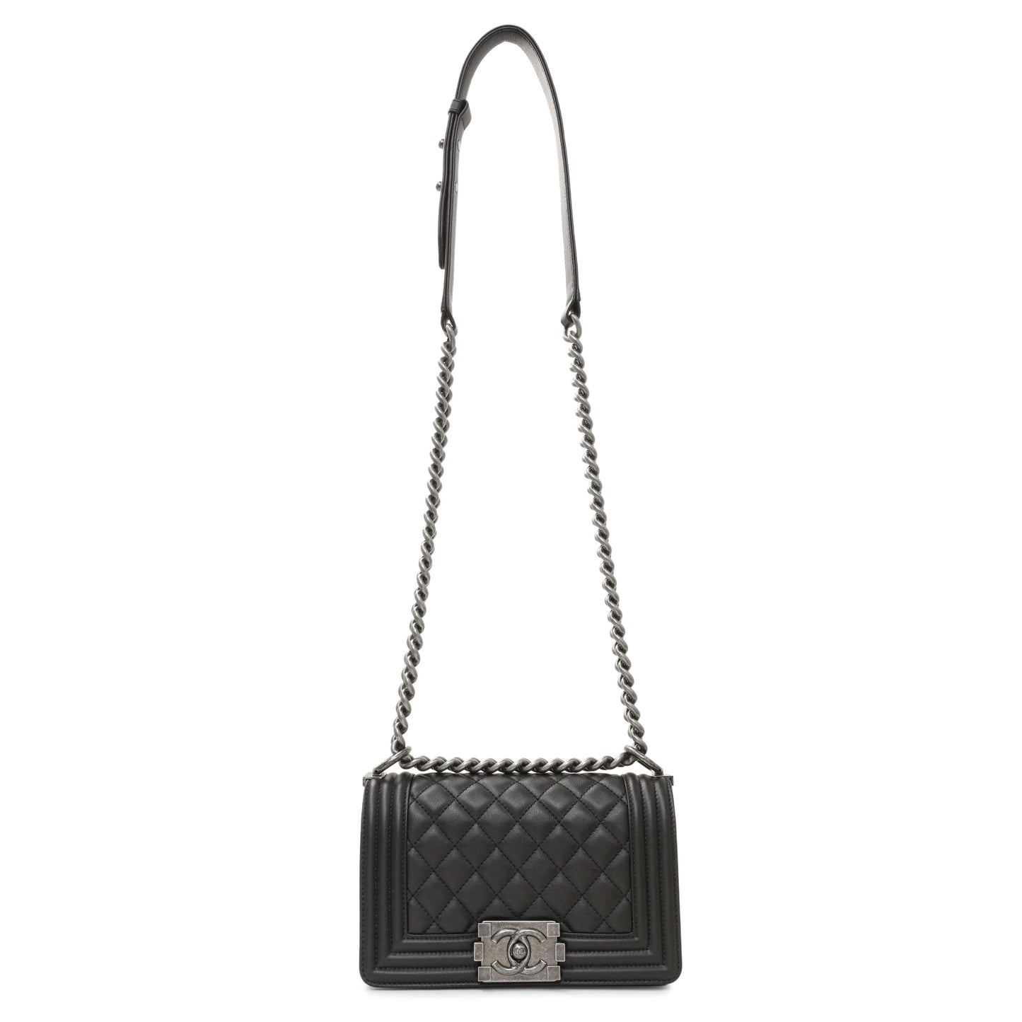 Exclusive Chanel Black Quilted Calfskin Small Boy Flap — Front View