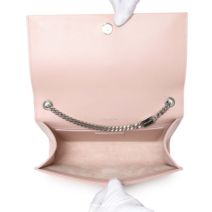 Exclusive Saint Laurent Pink Smooth Calfskin Medium Classic Monogram Kate Tassel Satchel — Top View