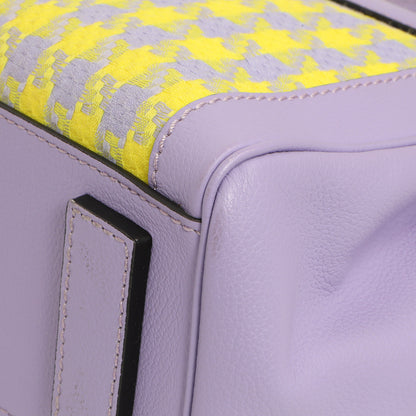 Exclusive Versace Lilac Yellow Calfskin Canvas Houndstooth Medium La Medusa Top Handle Bag — Alternate View 7