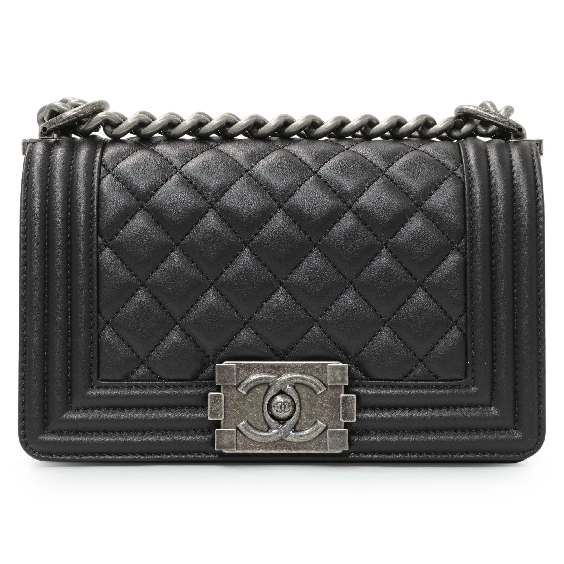 Exclusive Chanel Black Quilted Calfskin Small Boy Flap — Side View