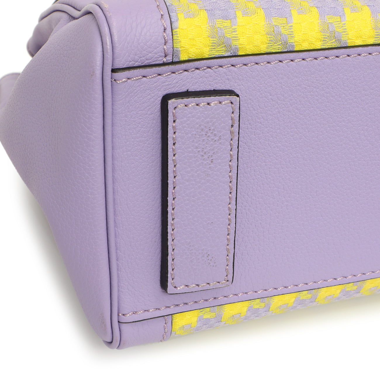Exclusive Versace Lilac Yellow Calfskin Canvas Houndstooth Medium La Medusa Top Handle Bag — Alternate View 11