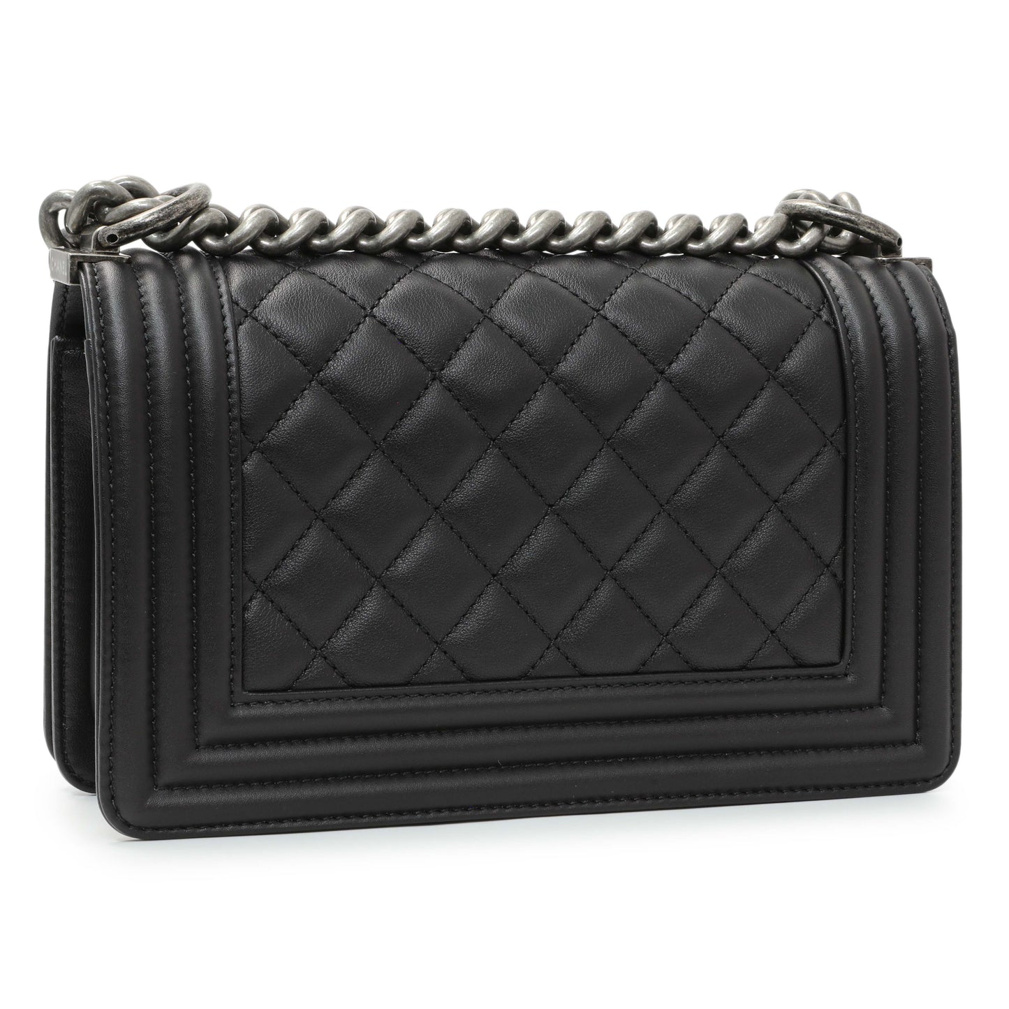 Exclusive Chanel Black Quilted Calfskin Small Boy Flap — Back View