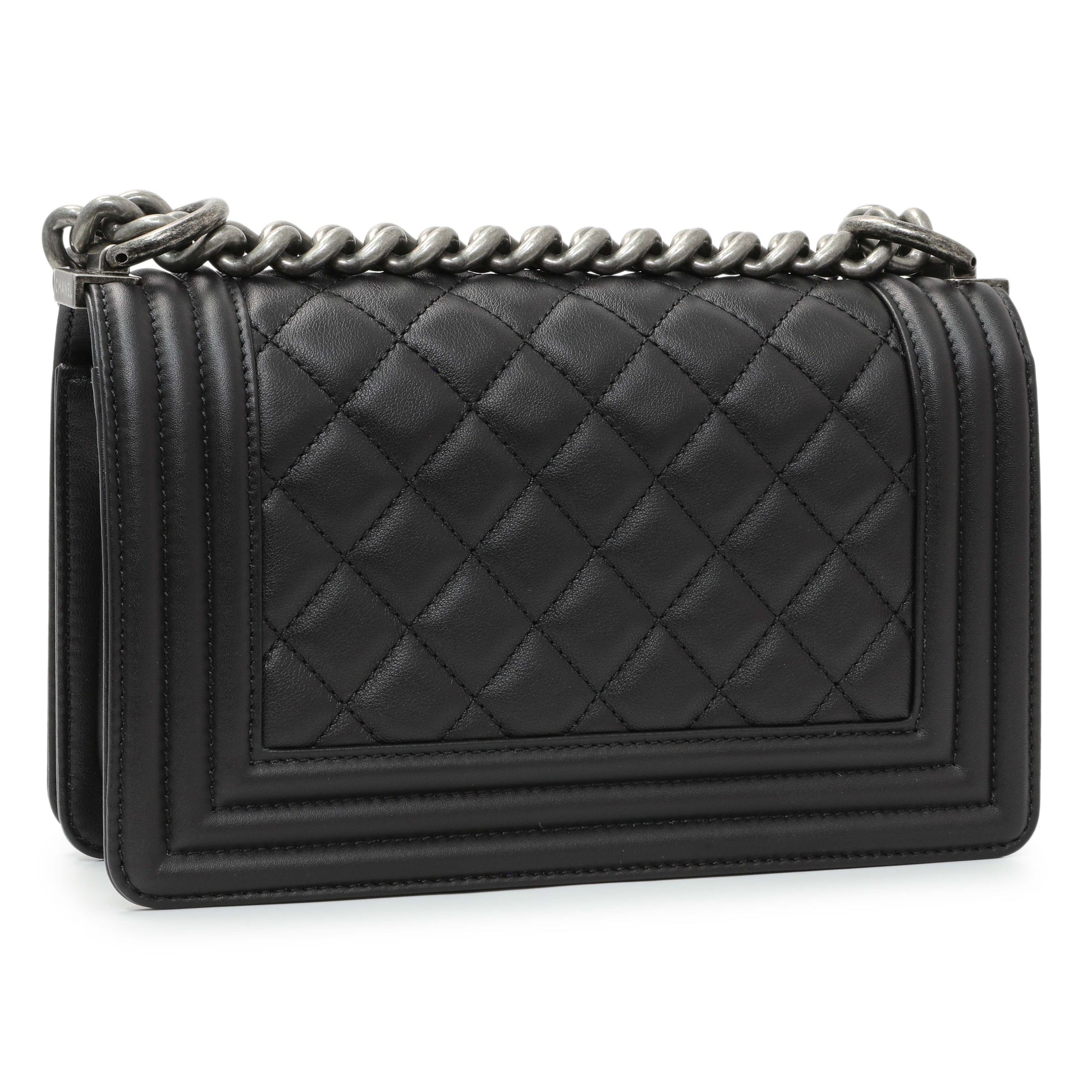 Exclusive Chanel Black Quilted Calfskin Small Boy Flap — Back View