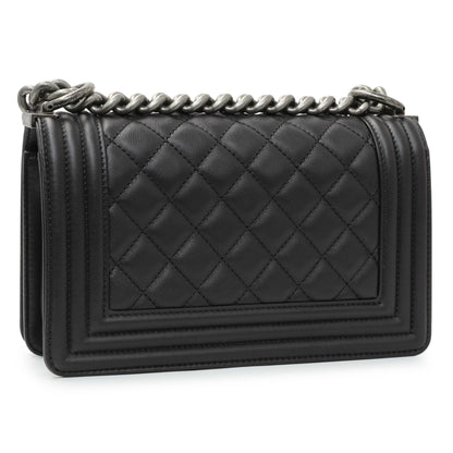 Exclusive Chanel Black Quilted Calfskin Small Boy Flap — Back View
